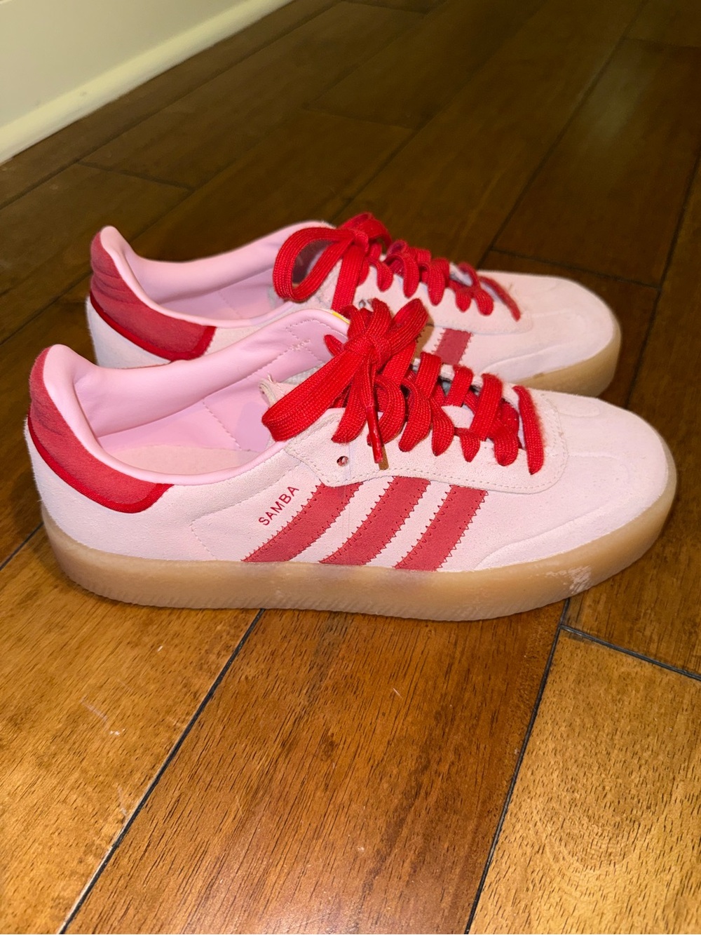 adidas Women’s Sambae in Clear Pink Scarlet Gum - Picture 4 of 7
